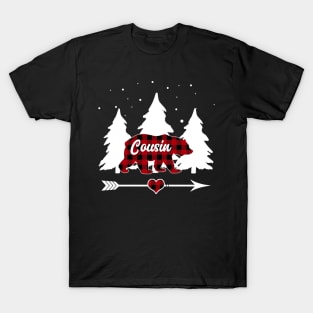 Cousin Bear Buffalo Red Plaid Matching Family Christmas T-Shirt